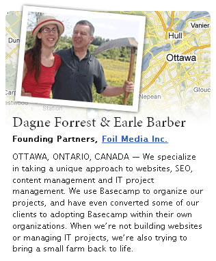 Dagne Forrest and Earle Barber of Foil Media Inc. on Basecamp